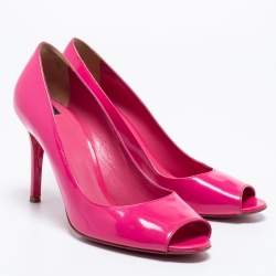 Pre Owned D&G Pink Patent Leather Peep Toe Pumps Size 41