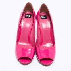 Pre Owned D&G Pink Patent Leather Peep Toe Pumps Size 41