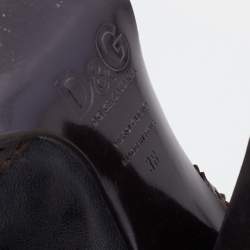 D&G Brown/Dark Grey Brogue Leather Knee Length Boots Size 38
