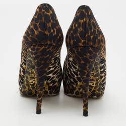 D&G Tri Color Leopard Print Fabric Peep-Toe Pumps Size 38