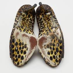 D&G Tri Color Leopard Print Fabric Peep-Toe Pumps Size 38