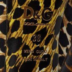 D&G Tri Color Leopard Print Fabric Peep-Toe Pumps Size 38
