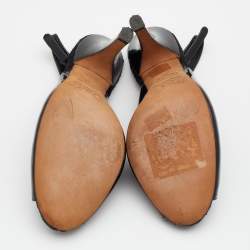 Pre Owned D&G Black Patent Leather Peep Toe Slingback Sandals Size 36