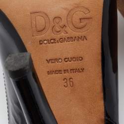 Pre Owned D&G Black Patent Leather Peep Toe Slingback Sandals Size 36