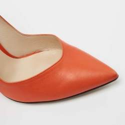 Pre Owned D&G Orange Leather Pointed Toe Pumps Size 40