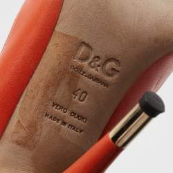 Pre Owned D&G Orange Leather Pointed Toe Pumps Size 40