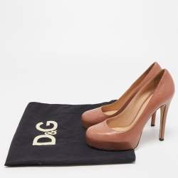 Pre Owned D&G Pink Leather Platform Pumps Size 37