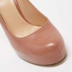Pre Owned D&G Pink Leather Platform Pumps Size 37