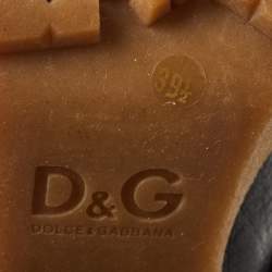 Pre Owned D&G Black Knit and Leather Knee Length Boots Size 39.5