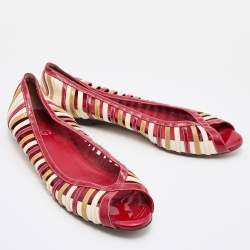 D&G Tri Color Patent Leather Open Toe Flats Size 40