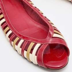 D&G Tri Color Patent Leather Open Toe Flats Size 40