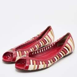 D&G Tri Color Patent Leather Open Toe Flats Size 40