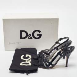 Pre Owned D&G Black Leather Strappy Slingback Sandals Size 39