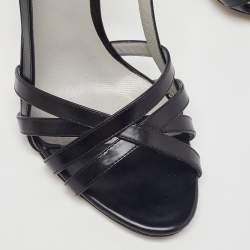 Pre Owned D&G Black Leather Strappy Slingback Sandals Size 39