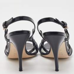 Pre Owned D&G Black Leather Strappy Slingback Sandals Size 39