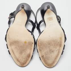 Pre Owned D&G Black Leather Strappy Slingback Sandals Size 39