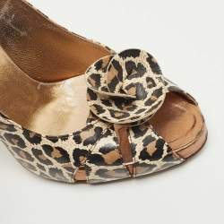 D&G Multicolor Leather Animal Print Peep Toe Pumps Size 39.5