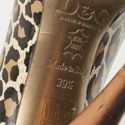 D&G Multicolor Leather Animal Print Peep Toe Pumps Size 39.5