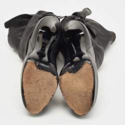 Pre Owned D&G Black Leather Bow Tie Detail Ankle Boots Size 37