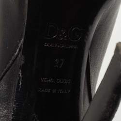 Pre Owned D&G Black Leather Bow Tie Detail Ankle Boots Size 37