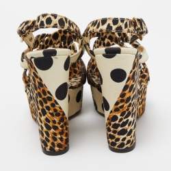 D&G Multicolor Canvas Wedge Platform Sandals Size 39