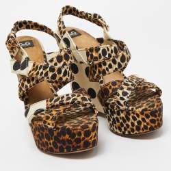 D&G Multicolor Canvas Wedge Platform Sandals Size 39