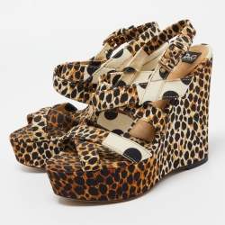 D&G Multicolor Canvas Wedge Platform Sandals Size 39