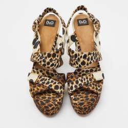 D&G Multicolor Canvas Wedge Platform Sandals Size 39