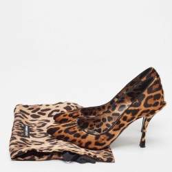 Pre Owned Dolce & Gabbana Leopard Calf Hair Pointed Toe Pumps Size 36.5