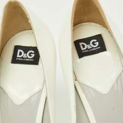 Pre Owned D&G Off White Patent Leather Peep Toe Pumps Size 39