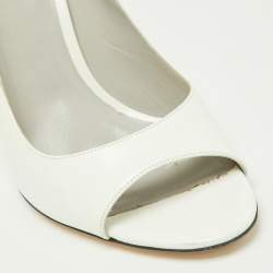 Pre Owned D&G Off White Patent Leather Peep Toe Pumps Size 39