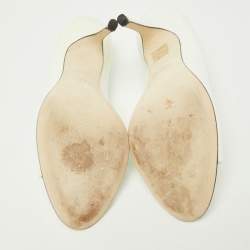 Pre Owned D&G Off White Patent Leather Peep Toe Pumps Size 39