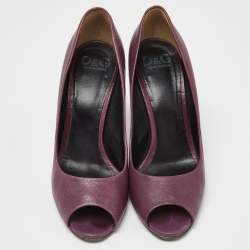 Pre Owned D&G Burgundy Leather Peep Toe Pumps Size 38