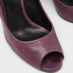 Pre Owned D&G Burgundy Leather Peep Toe Pumps Size 38