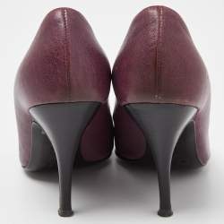 Pre Owned D&G Burgundy Leather Peep Toe Pumps Size 38