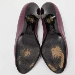 Pre Owned D&G Burgundy Leather Peep Toe Pumps Size 38