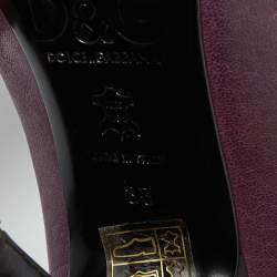 Pre Owned D&G Burgundy Leather Peep Toe Pumps Size 38