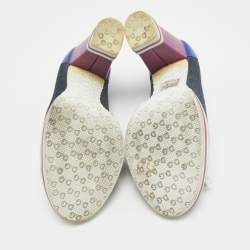 Pre Owned D&G Multicolor Denim and Leather Loafers Pumps Size 37