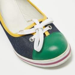 Pre Owned D&G Multicolor Denim and Leather Loafers Pumps Size 37