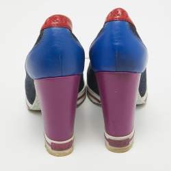 Pre Owned D&G Multicolor Denim and Leather Loafers Pumps Size 37