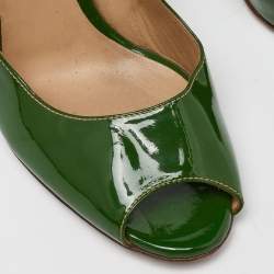 Pre Owned D&G Green Patent Leather Peep Toe Pumps Size 38