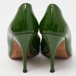 Pre Owned D&G Green Patent Leather Peep Toe Pumps Size 38