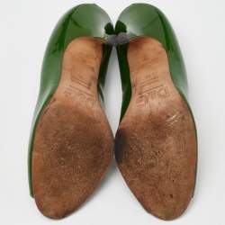 Pre Owned D&G Green Patent Leather Peep Toe Pumps Size 38