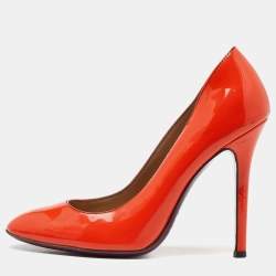 D&G Orange Patent Leather Round Toe Pumps Size 38.5