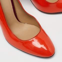 D&G Orange Patent Leather Round Toe Pumps Size 38.5