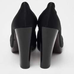 D&G Black Satin and Patent Leather Platform Block Heel Pumps Size 39