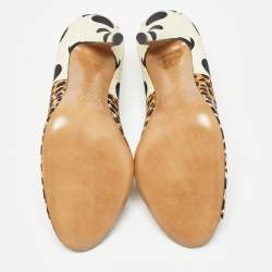 D&G Multicolor Printed Canvas Peep Toe Pumps Size 36.5