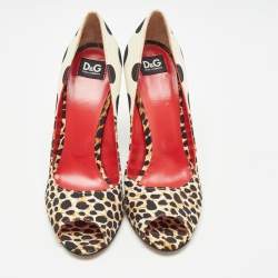D&G Multicolor Printed Canvas Peep Toe Pumps Size 36.5