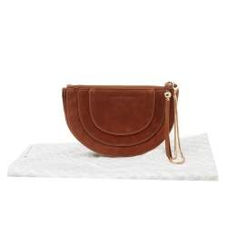 Pre Owned Diane von Furstenberg Brown Nubuck Leather Wristlet Pouch