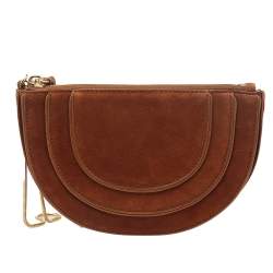 Pre Owned Diane von Furstenberg Brown Nubuck Leather Wristlet Pouch